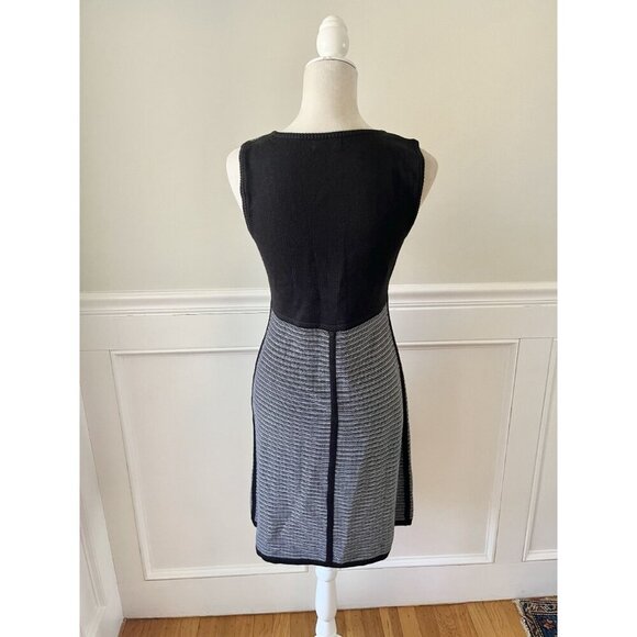Calvin Klein Small Striped Fit & Flare Dress Black & White EUC - Picture 3 of 4